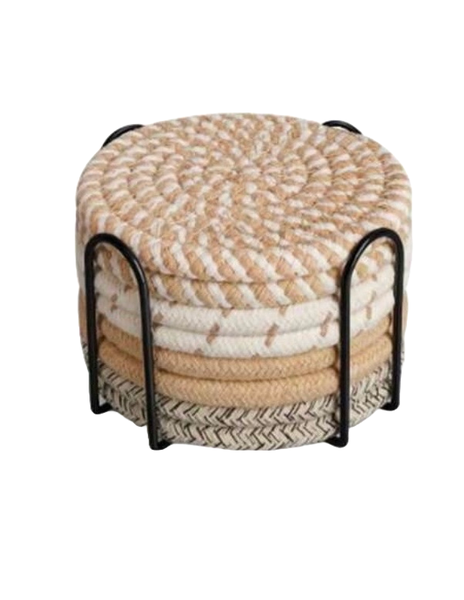 8 Pack Heat Resistant And Multicolored Coasters With Holder