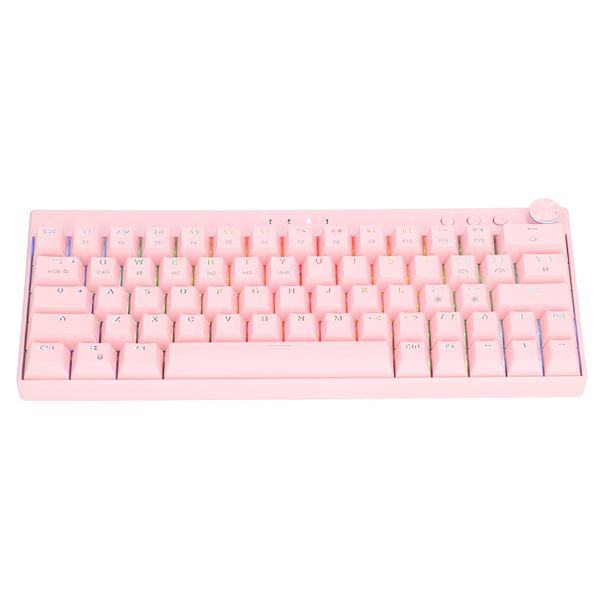 Mechanical Keyboard 64 Keys RGB 3 Mode pink compatible with iOS