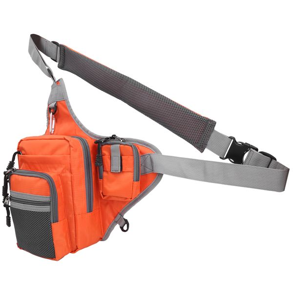 Fishing Waist Bag Multifunction Canvas for Cycling Orange