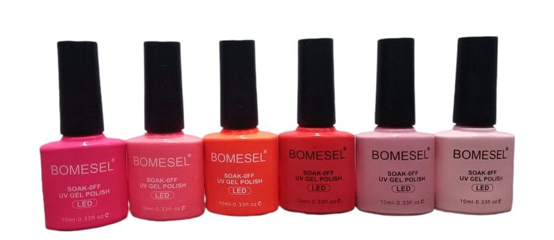 Bomestel UV Gel Nail Polish - Orange and Pinks 6 Pack