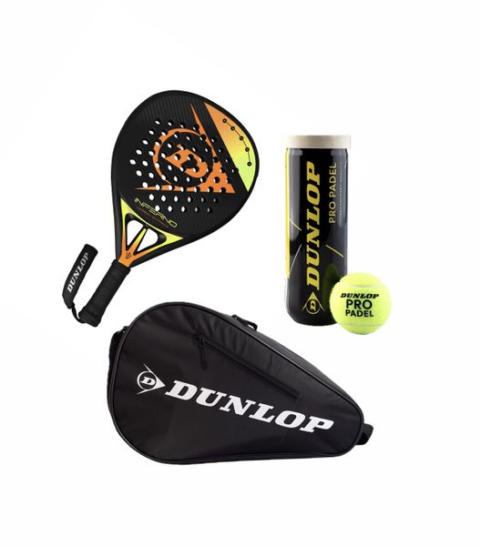 DUNLOP Inferno Extreme 3K Carbon Padel &amp; 2 Bat Bag &amp; Pro Ball Padel Combo