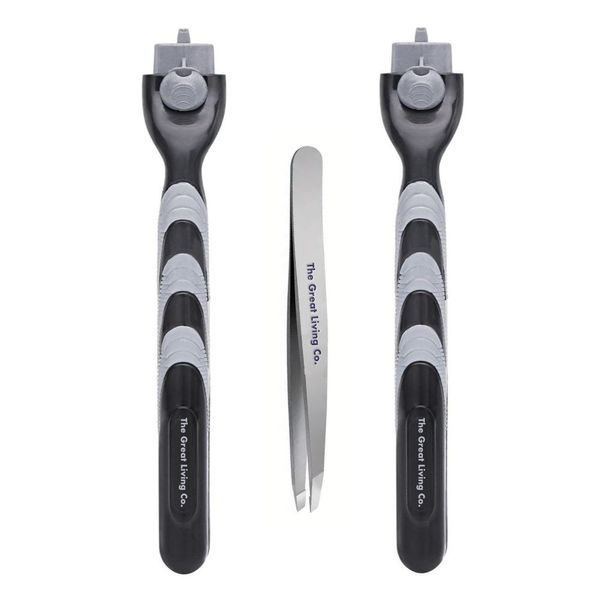 The Great Living Co. Gillette Mach3 Compatible Razor Handle-2 Pcs &amp; Tweezer
