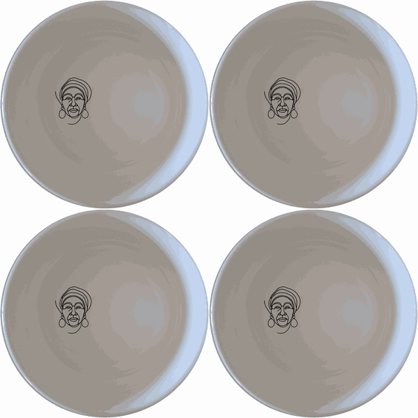 Face Of Old African Woman Bowl Set of 4 - Range 3