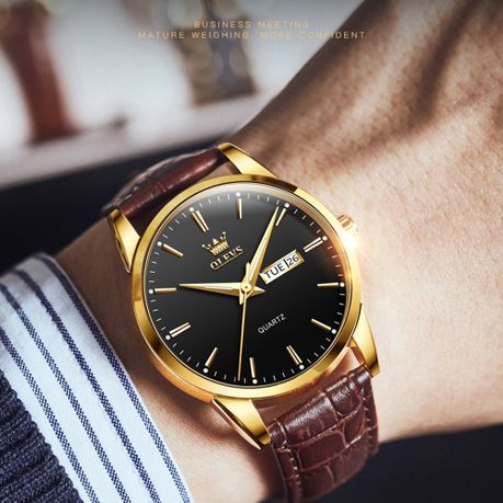 Mens watches with leather strap hot sale