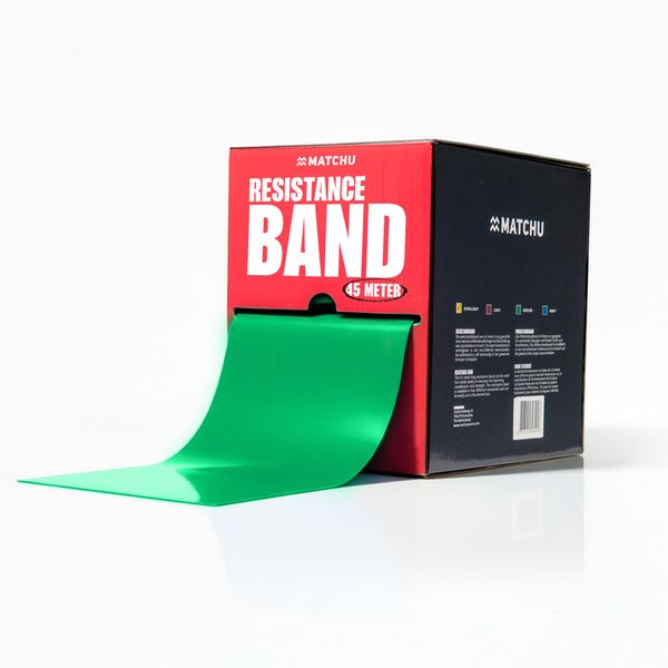 Resistance Band 45m Green - Medium 5-6kg, Dispenser Cut-to-Size Roll, Latex