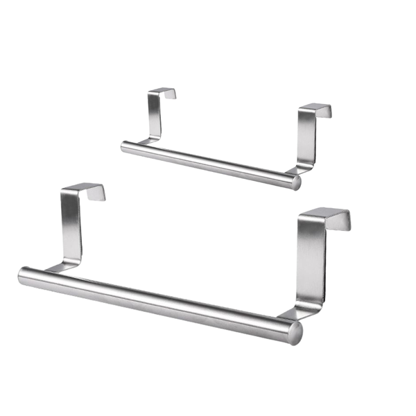 Bestby - 2 Piece Stainless Steel Towel Rack Over Door Hanging Bar Organizer