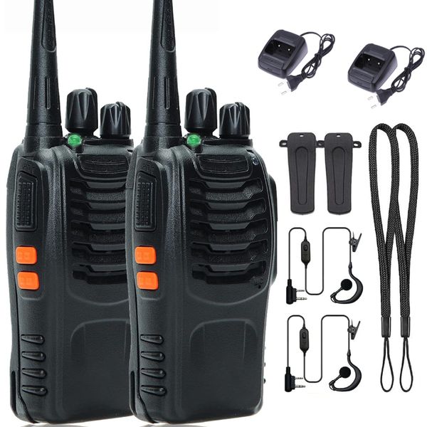 2 Pack Long Range Walkie Talkies 2-Way Radios &amp; 16-Channel &amp; Earpieces