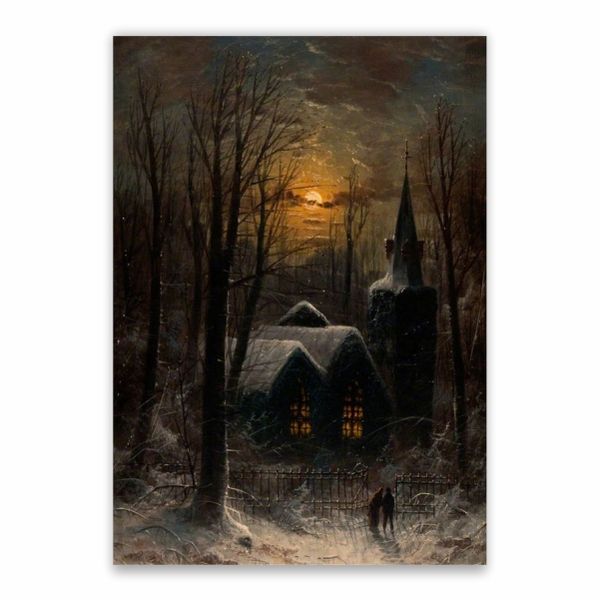 House In Forest Night Poster - A1