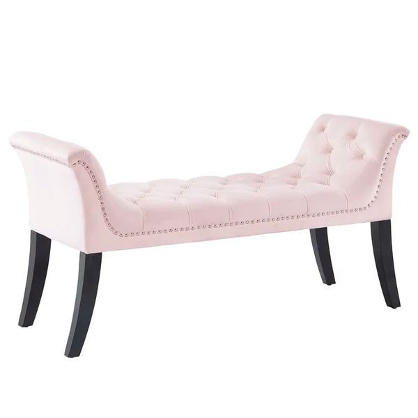 Bernarr Upholstered Bench In Pink Velvet image
