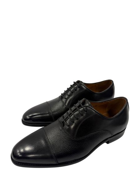 Fatou wear Men's Genuine Leather Gravel Textured Oxford Dress Shoes - Black