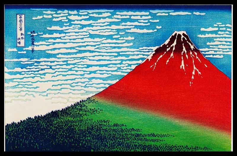 Katsushika Hokusais (Fine Wind Clear Morning) Poster with Black Frame
