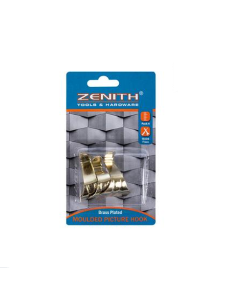Zenith - 4 Piece Brass Plated Moulding Hook