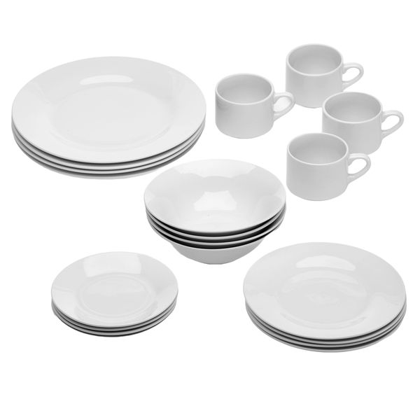 Classic White Porcelain Dinner Set - 20 Piece