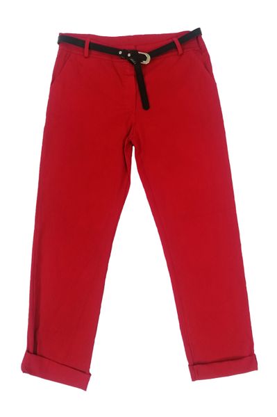 UB Creative Plain Pants with Belt Red