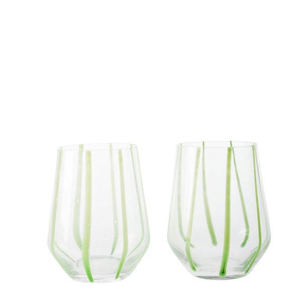 George &amp; Mason - Hacienda Glass Short Tumbler 4pk - Green Stripe
