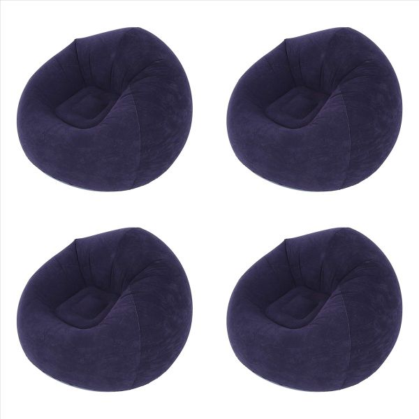 4X Sofa Chair Bean Bag Flocking Pvc Garden Lounge Beanbag(A)