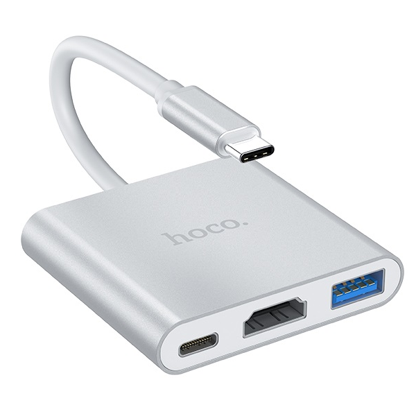 Hoco USB Type-C To 3-in-1 Adapter For USB 3.0, HDMI &amp; Type-C PD 2.0 - HB14