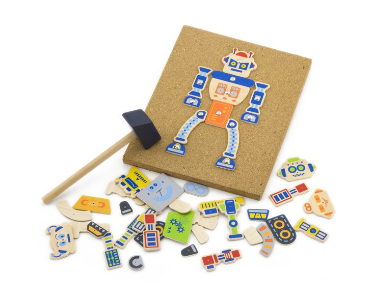 Viga Wooden Tack Zap Hammer Game - Robots