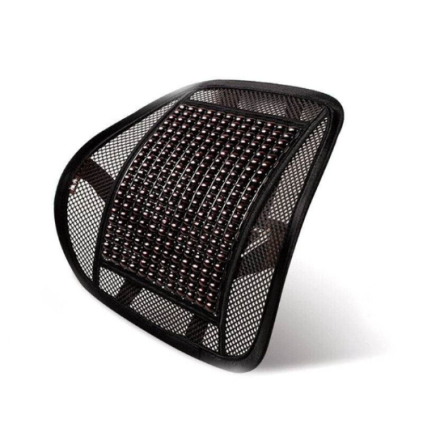 Universal Car Seat Back and Lumbar Support Mesh Pad with Massage Beads