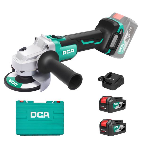 DCA 20V Industrial Brushless Angle Grinder Kit With 4.0Ahx2 &amp; Charger