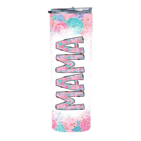 Pink Blue Flowers Mom 20 Oz Straight Skinny Tumbler 015