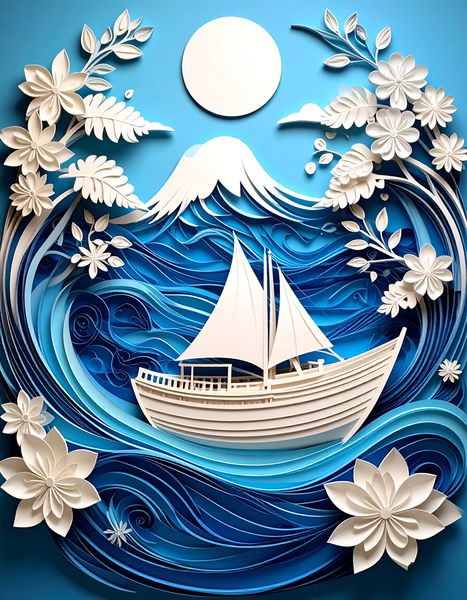 Canvas Wall art Home Decor - Ocean and white boat