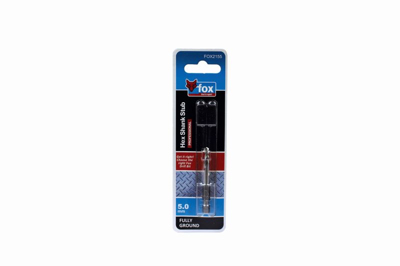 FOX HSS Hex STUB Drill Bit 5.0 X 59mm