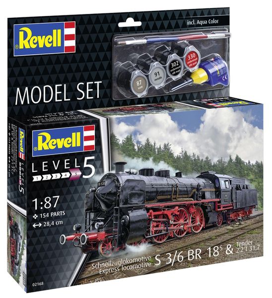 Revell 1/87 Express Loco S3/6 BR 18 (5) PL Model Kit w/Paints, Glue &amp; Brush