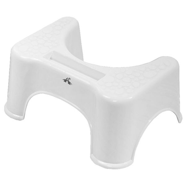 Toilet Seat Footstool with Phone Holder - White