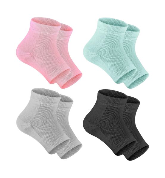 Kingdushi 4 Pairs Moisturizing Heel Socks for Dry &amp; Cracked Heels