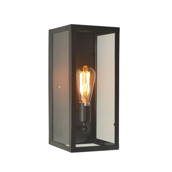 Hello Today Matte Black Box Clear Glass Shade Outdoor/Indoor Wall Sconces