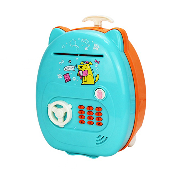 Kids Fingerprint Smart Suitcase Piggy Bank - Blue/Orange