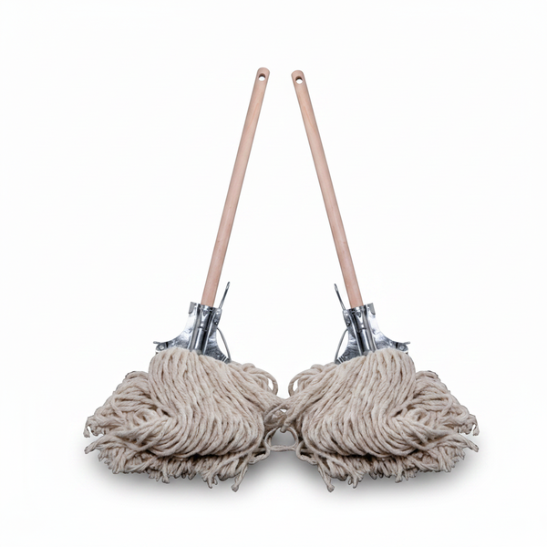 Mop Cotton Head 400g 1.2m Handle with Clamp - 2 Pack
