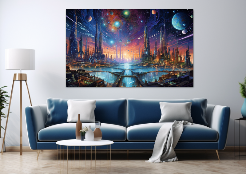 Canvas Wall Art - Cosmic Metropolis Abstract - JT0310
