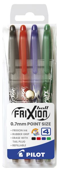 Pilot Frixion Ball Erasable Medium Rollerball Pens - Wallet of 4 Basic Colours