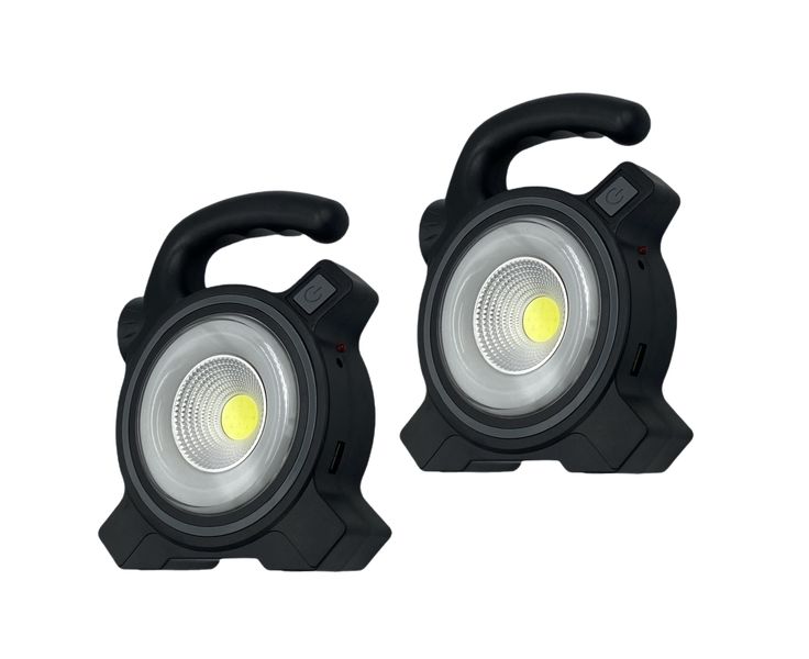 SET OF 2 Portable COB Work Lights (Solar + USB Charging )