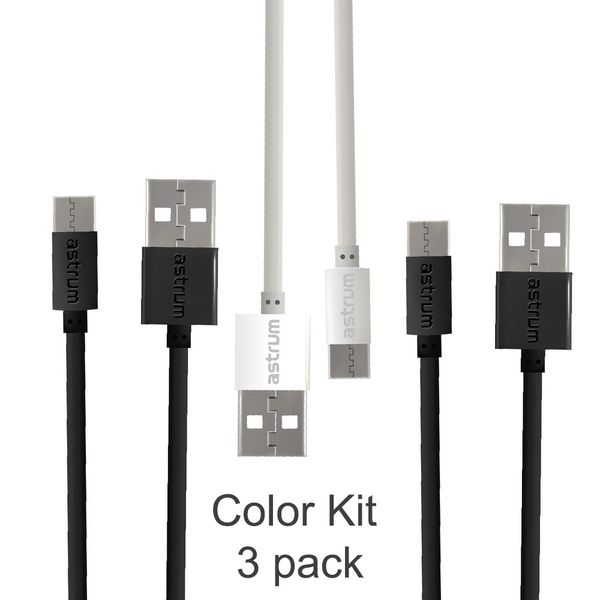 Astrum 2A USB-C Charge &amp; Sync 1.0m Cable - Verve UC20 - Color Kit 3 Pack