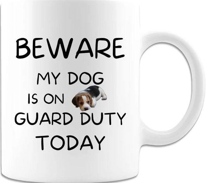 Beware My Dog Is On Guard Birthday Christmas Dog Lover Gift Mug