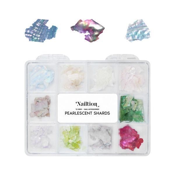 12-Grid Nail Accessories - Assorted Multicolour Pearlescent Shards