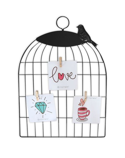 Wire Wall Grid Bird Cage - Black - Photo Frame - Wall Decor