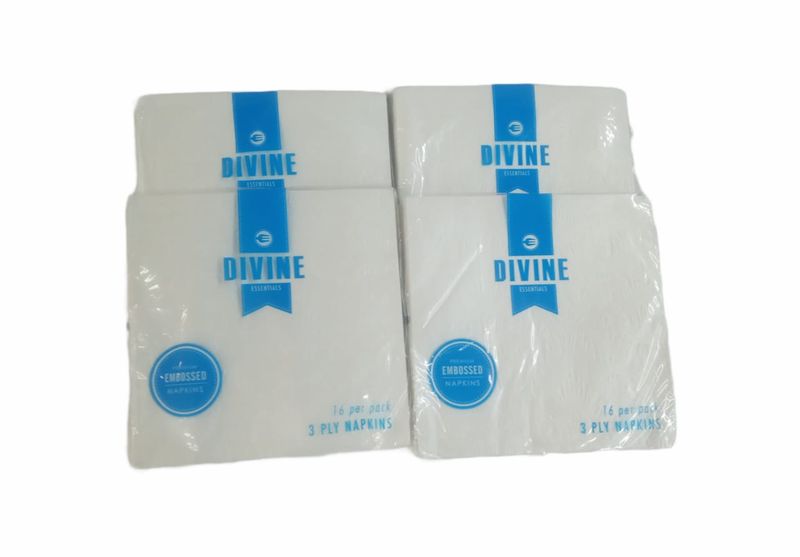Divine Essentials - 3 Ply Serviettes - 4 Packs - White
