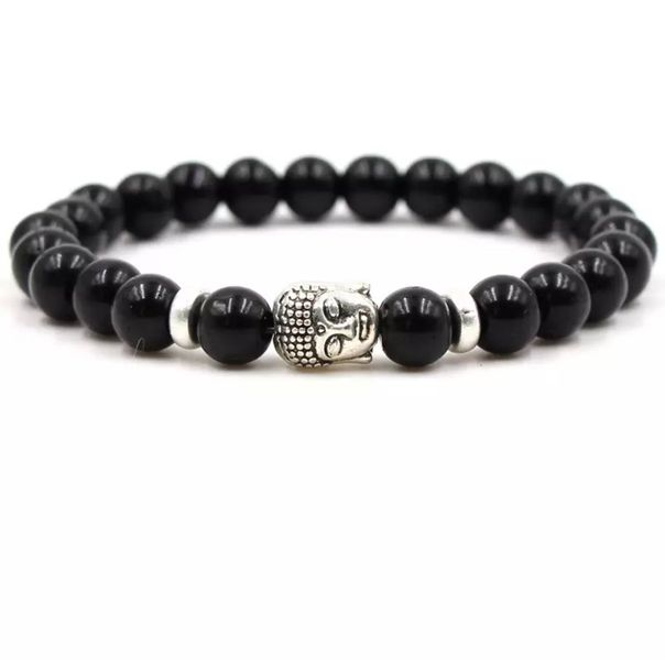 Argent Craft Black Onyx &amp; Silver Buddha Bracelet