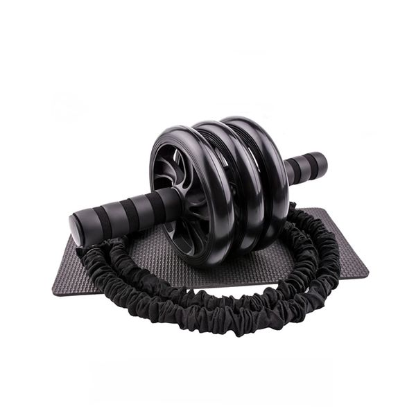 Triple Wheel Ab Roller with Elastic Supports &amp; Knee Pad