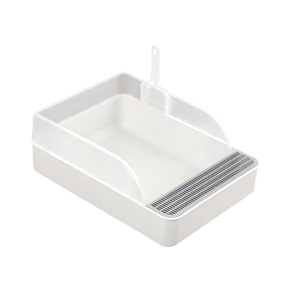41cm Semi-Open High-Sided Small Cat Litter Tray with Scoop - White