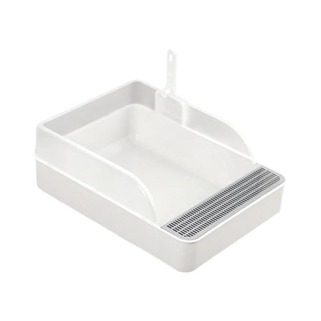 41cm Semi-Open High-Sided Small Cat Litter Tray with Scoop - White Image