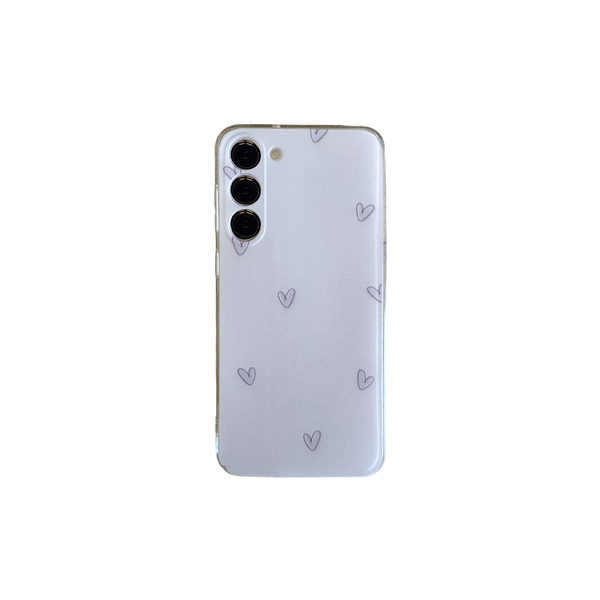 Phone Case with Tiny Purple Hearts &amp; Pro Cam for Samsung S23+ | Light Purple