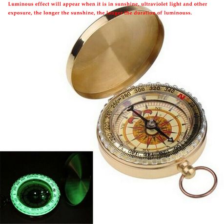 Portable Metal Shell Pocket Noctilucent Compass Tool - Golden, Shop Today.  Get it Tomorrow!