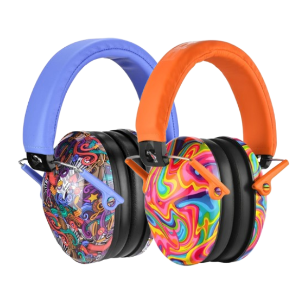 Kuvut Kids Noise-Cancelling Earmuffs -(Ages 3-12) Purple and Orange -2 pack