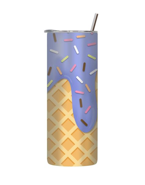 Purple Sprinkles 20 Oz Tumbler with Lid and Straw Ice Cream Graphic Gift218