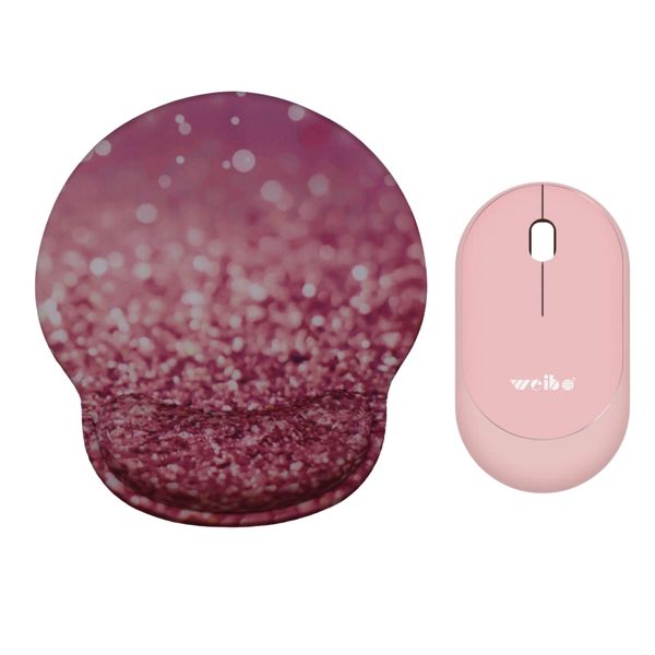 Ergonomic Sparkle Mouse Pad and Wireless Mouse